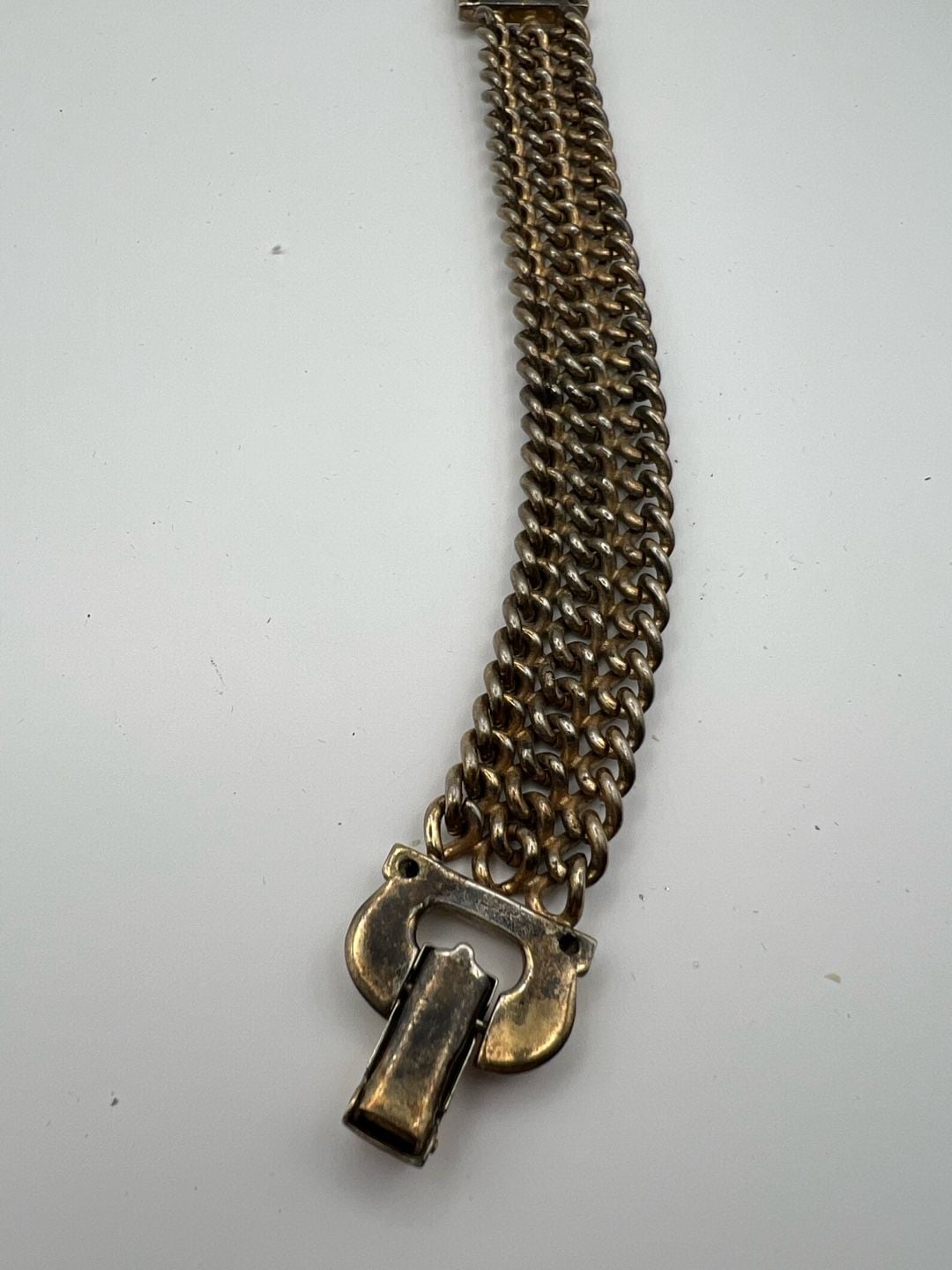 Vintage Multi-Strand Curb Chain Bracelet with Buckle Clasp 16