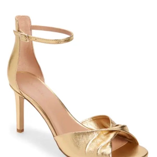 Nordstrom Metallic Anders Ankle Strap Heels in Gold Metallic Size