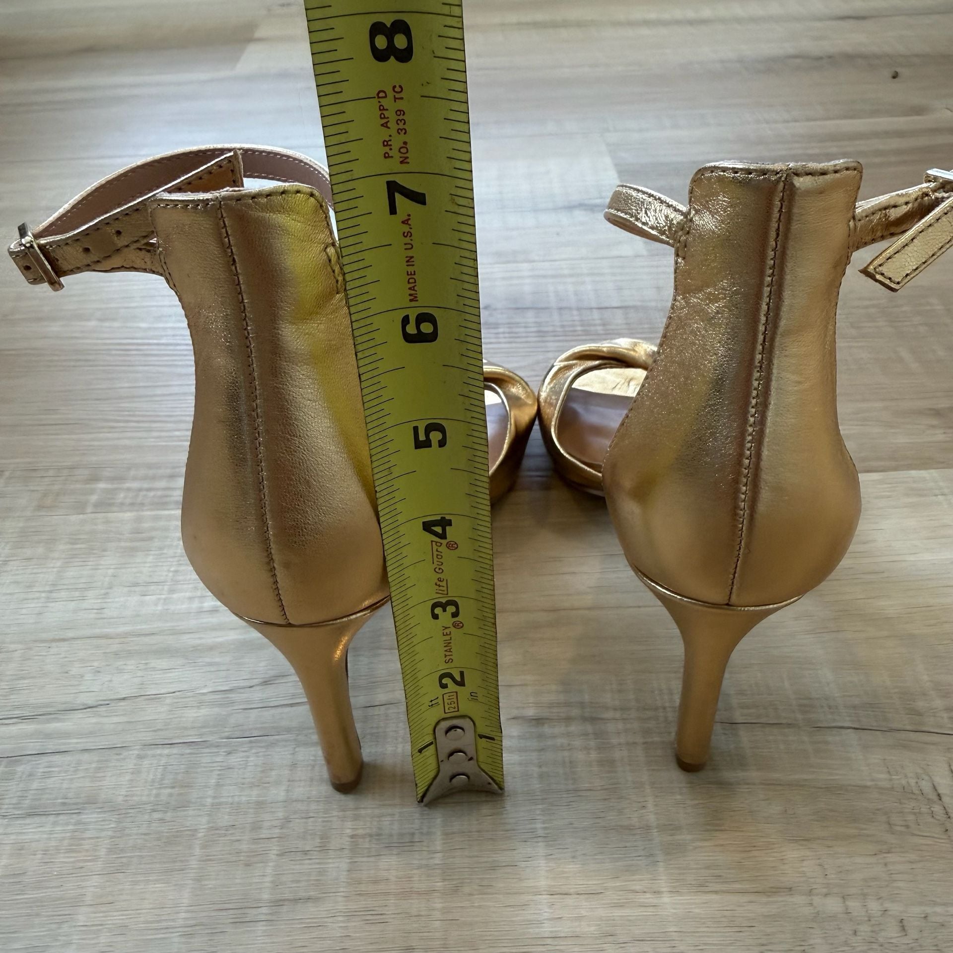 Nordstrom Metallic Anders Ankle Strap Heels in Gold Metallic Size 8