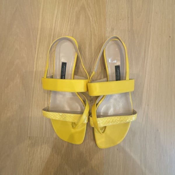 Lafayette 148 New York Yellow Leather Slingback Sandals Size 38