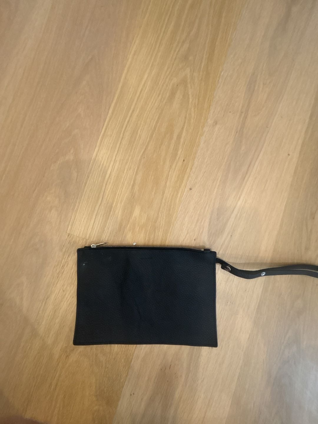 AllSaints Black Pebbled Leather Wristlet Pouch 1