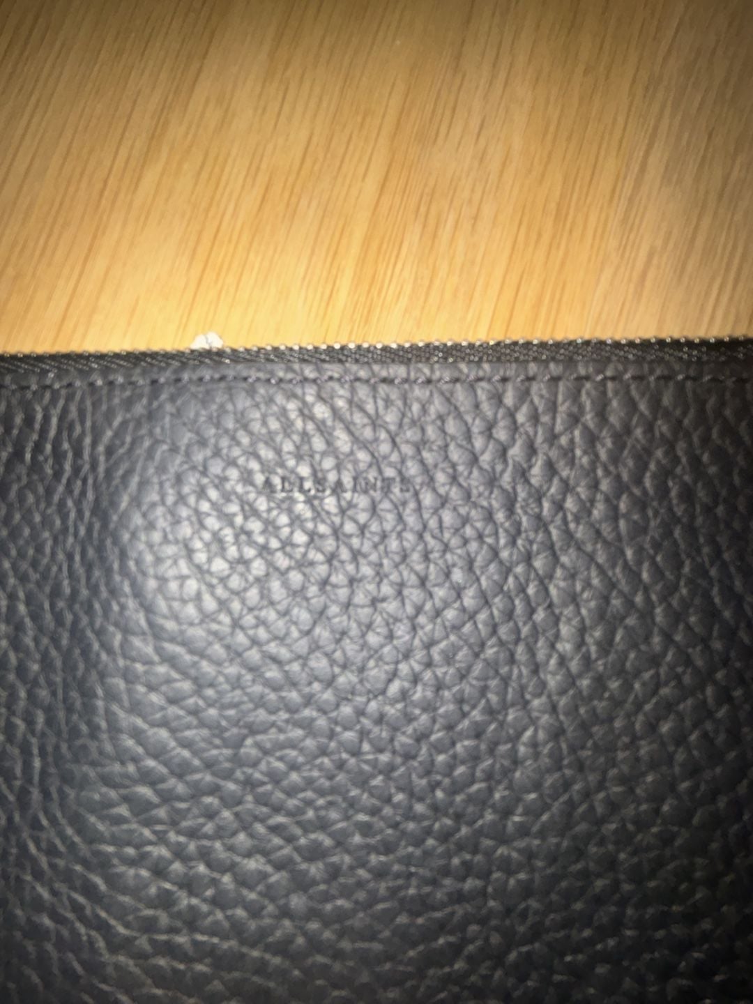 AllSaints Black Pebbled Leather Wristlet Pouch 2