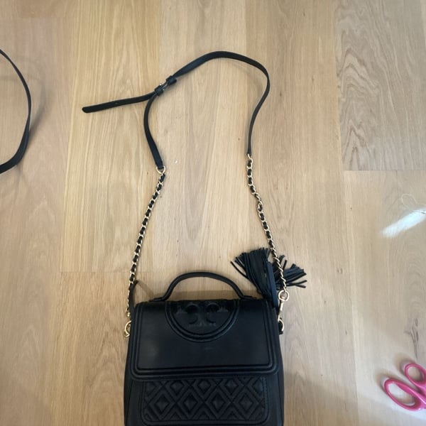 Tory Burch Fleming Black Leather Convertible Shoulder Bag