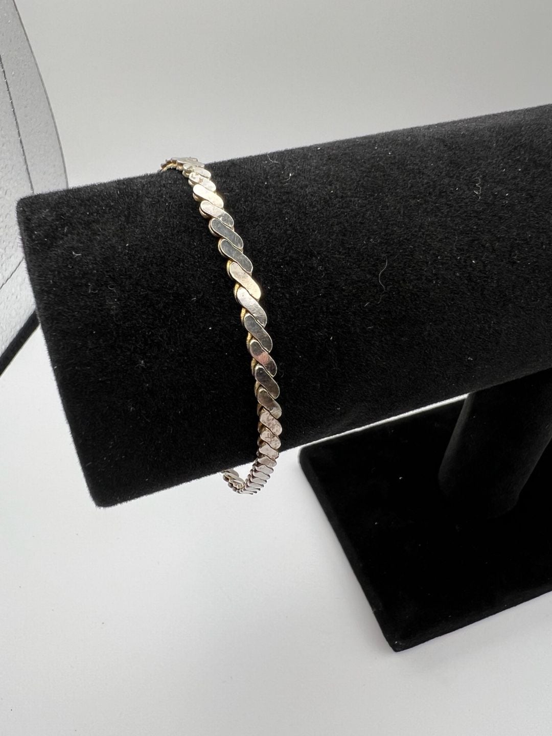 Vintage Sterling Silver Flat Curb Link Chain Bracelet 2
