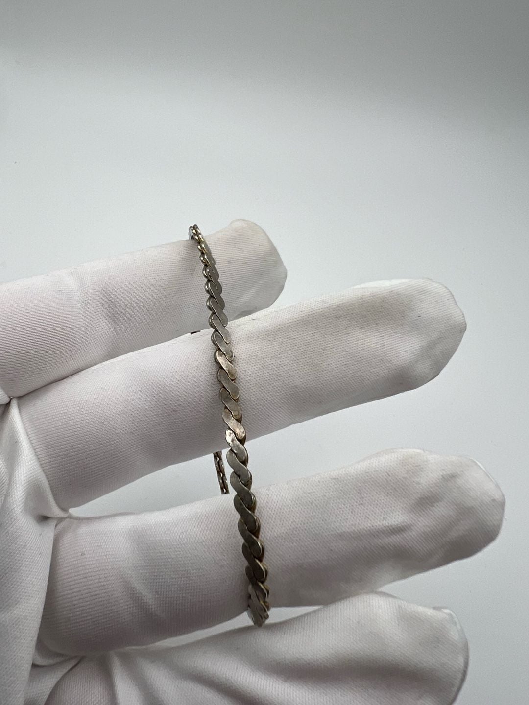 Vintage Sterling Silver Flat Curb Link Chain Bracelet 4
