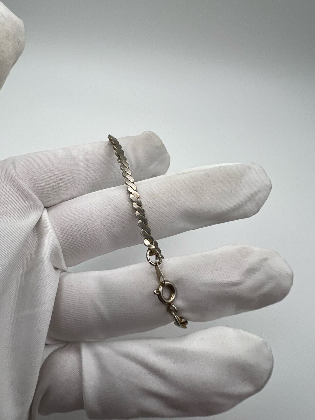 Vintage Sterling Silver Flat Curb Link Chain Bracelet 6
