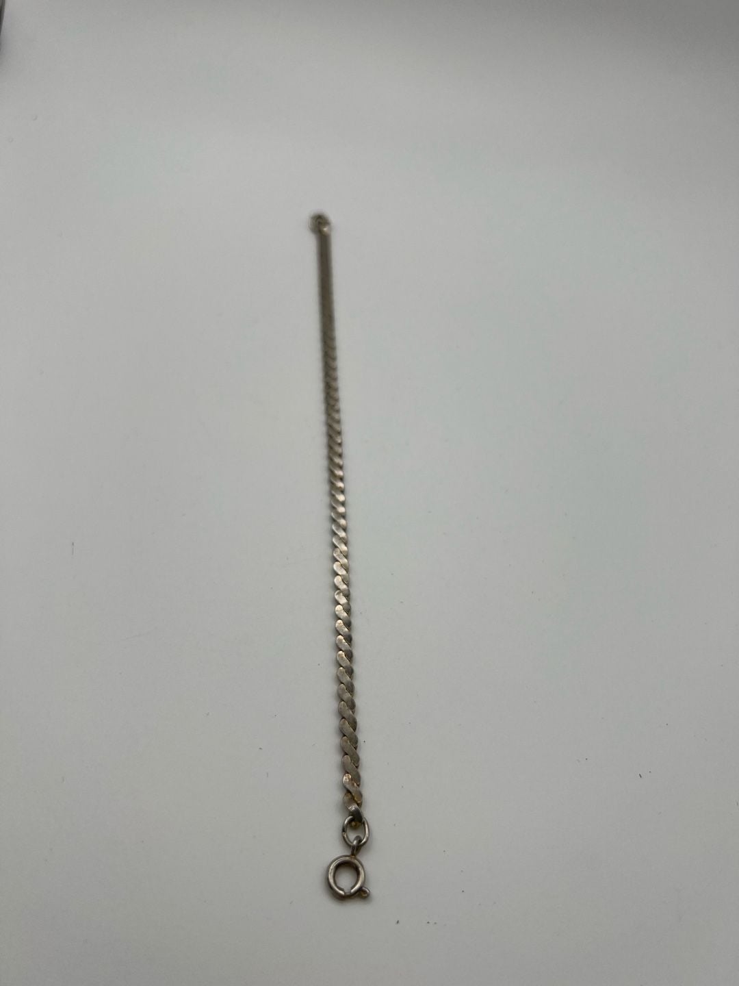 Vintage Sterling Silver Flat Curb Link Chain Bracelet 8