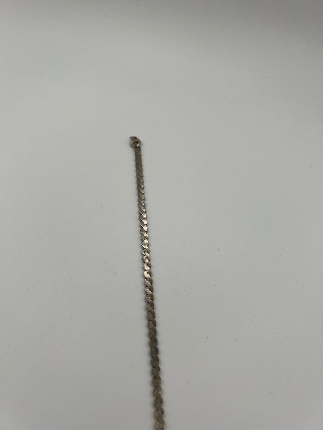 Vintage Sterling Silver Flat Curb Link Chain Bracelet 9