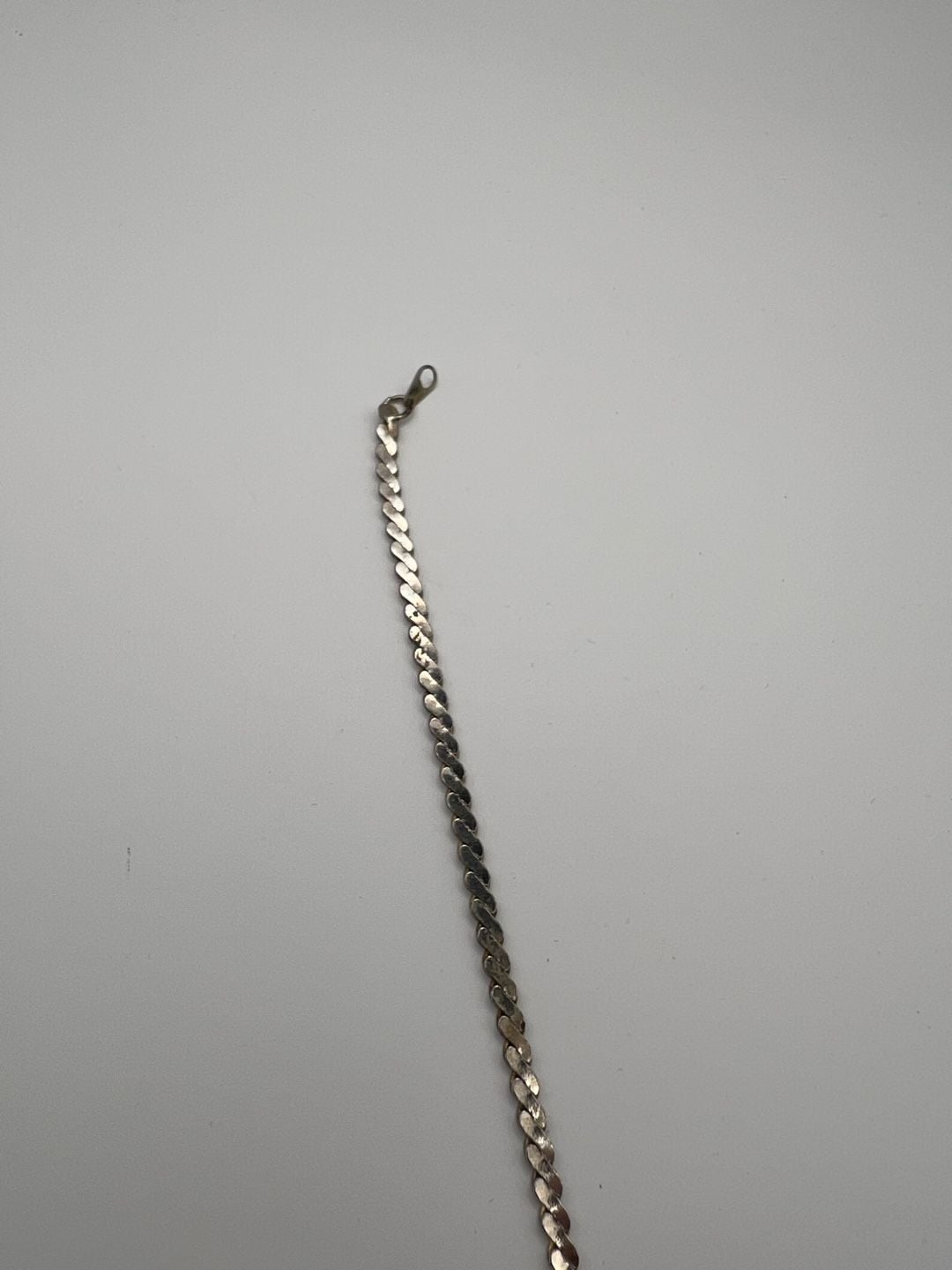 Vintage Sterling Silver Flat Curb Link Chain Bracelet 12