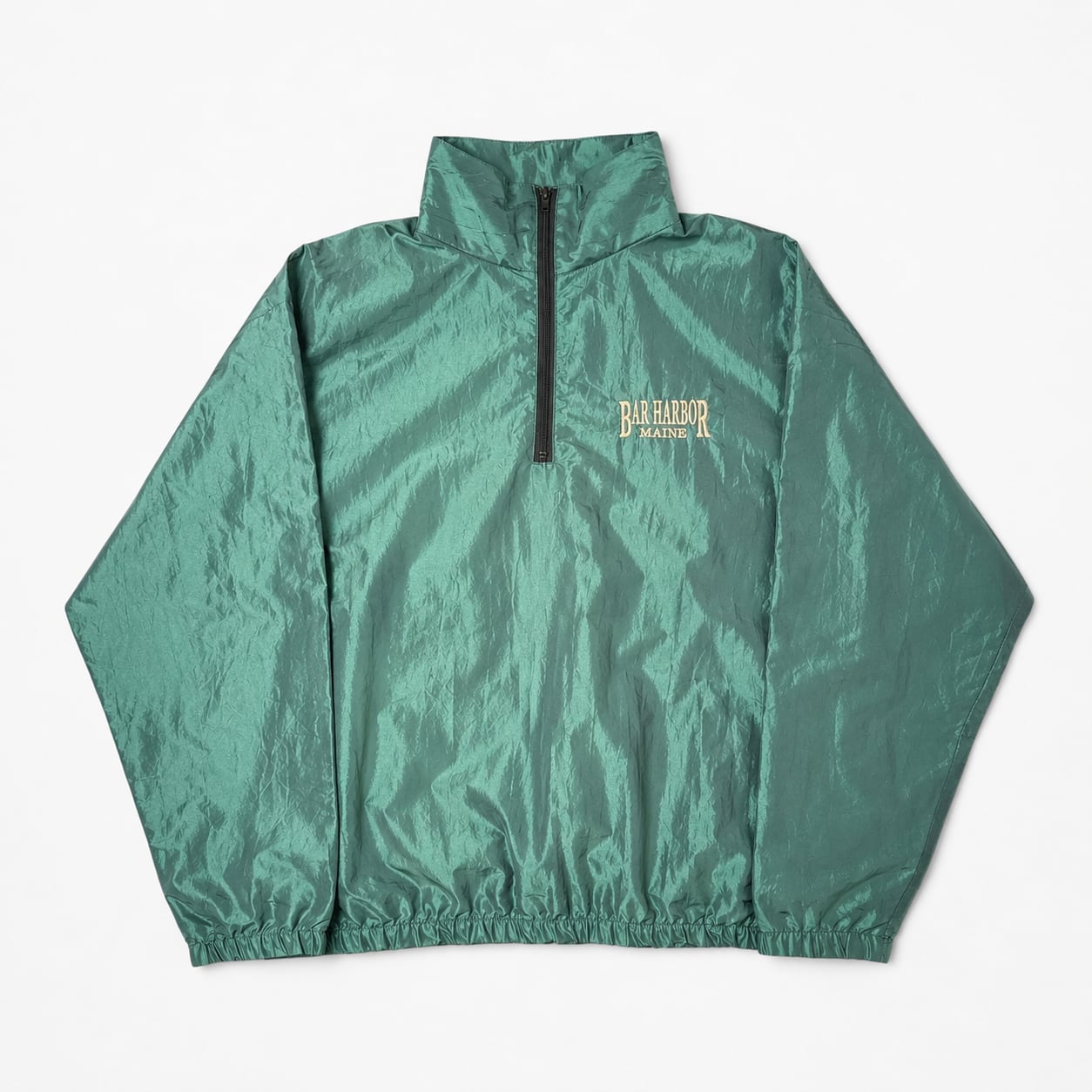 Vintage Bar Harbor Maine Green Quarter Zip Windbreaker Jacket 2