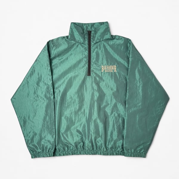 Vintage Bar Harbor Maine Green Quarter Zip Windbreaker Jacket