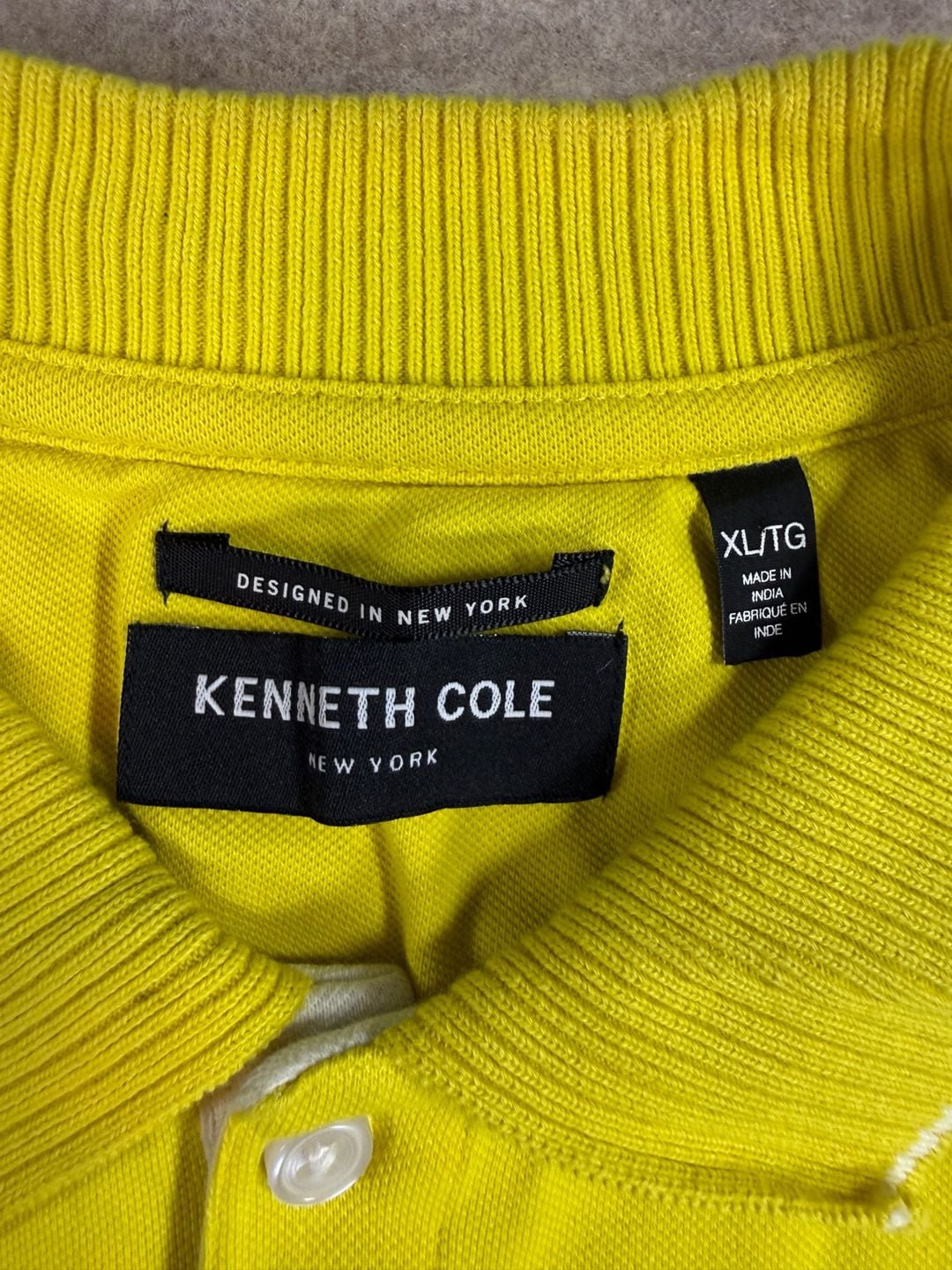 Kenneth Cole New York Mens XL Yellow Polo Shirt Short Sleeve Designed New York 4