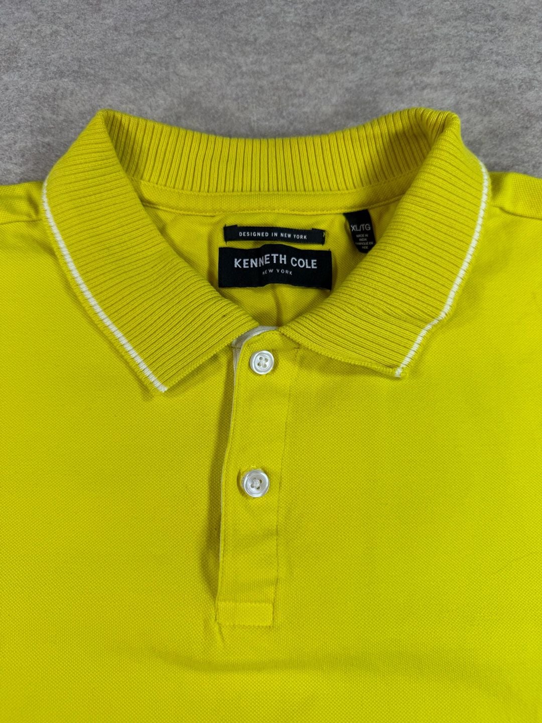Kenneth Cole New York Mens XL Yellow Polo Shirt Short Sleeve Designed New York 7
