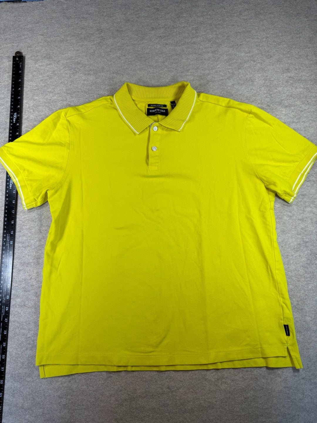 Kenneth Cole New York Mens XL Yellow Polo Shirt Short Sleeve Designed New York 2