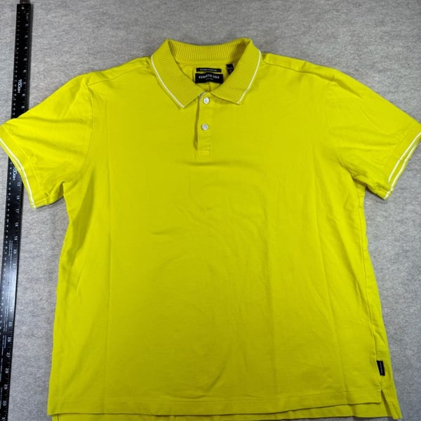 Kenneth Cole New York Mens XL Yellow Polo Shirt Short Sleeve Designed New York