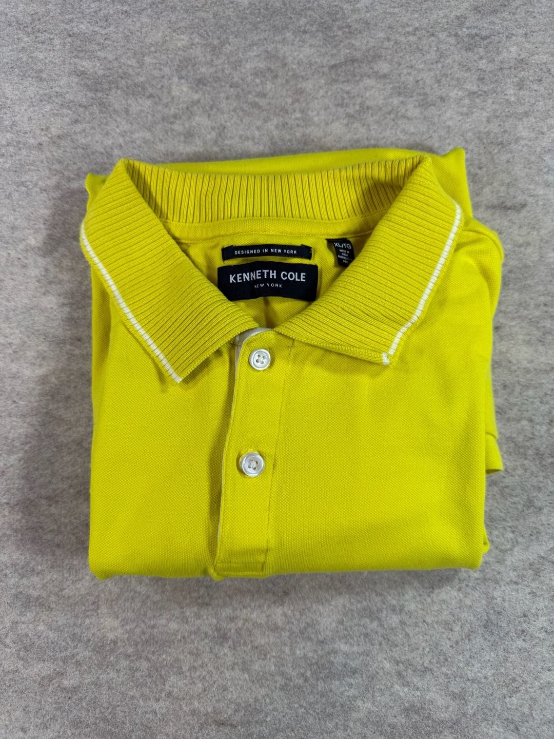 Kenneth Cole New York Mens XL Yellow Polo Shirt Short Sleeve Designed New York 9