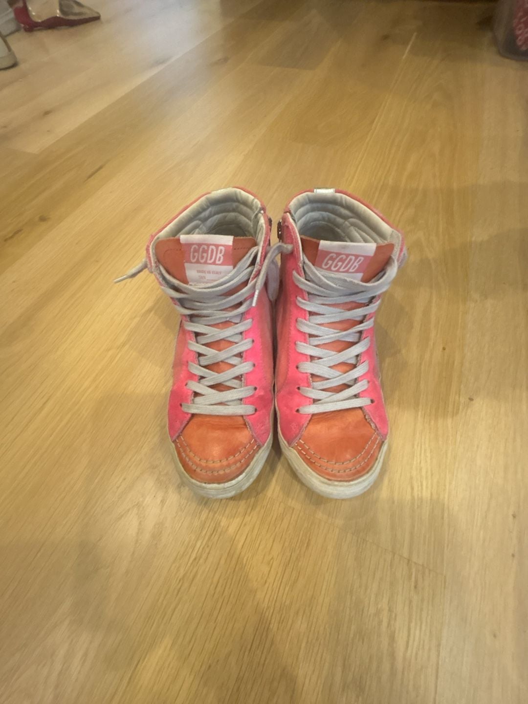 Golden Goose Slide High Top Sneakers Pink Orange 2