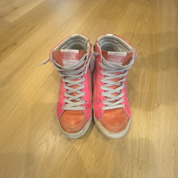Golden Goose Slide High Top Sneakers Pink Orange