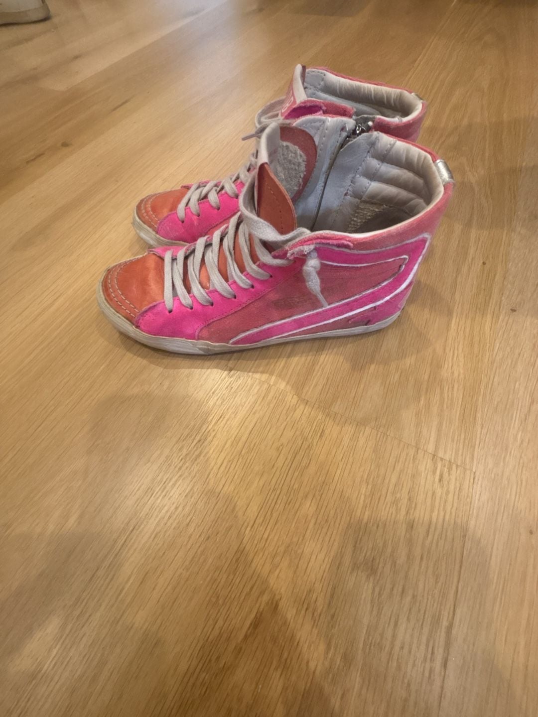 Golden Goose Slide High Top Sneakers Pink Orange 3