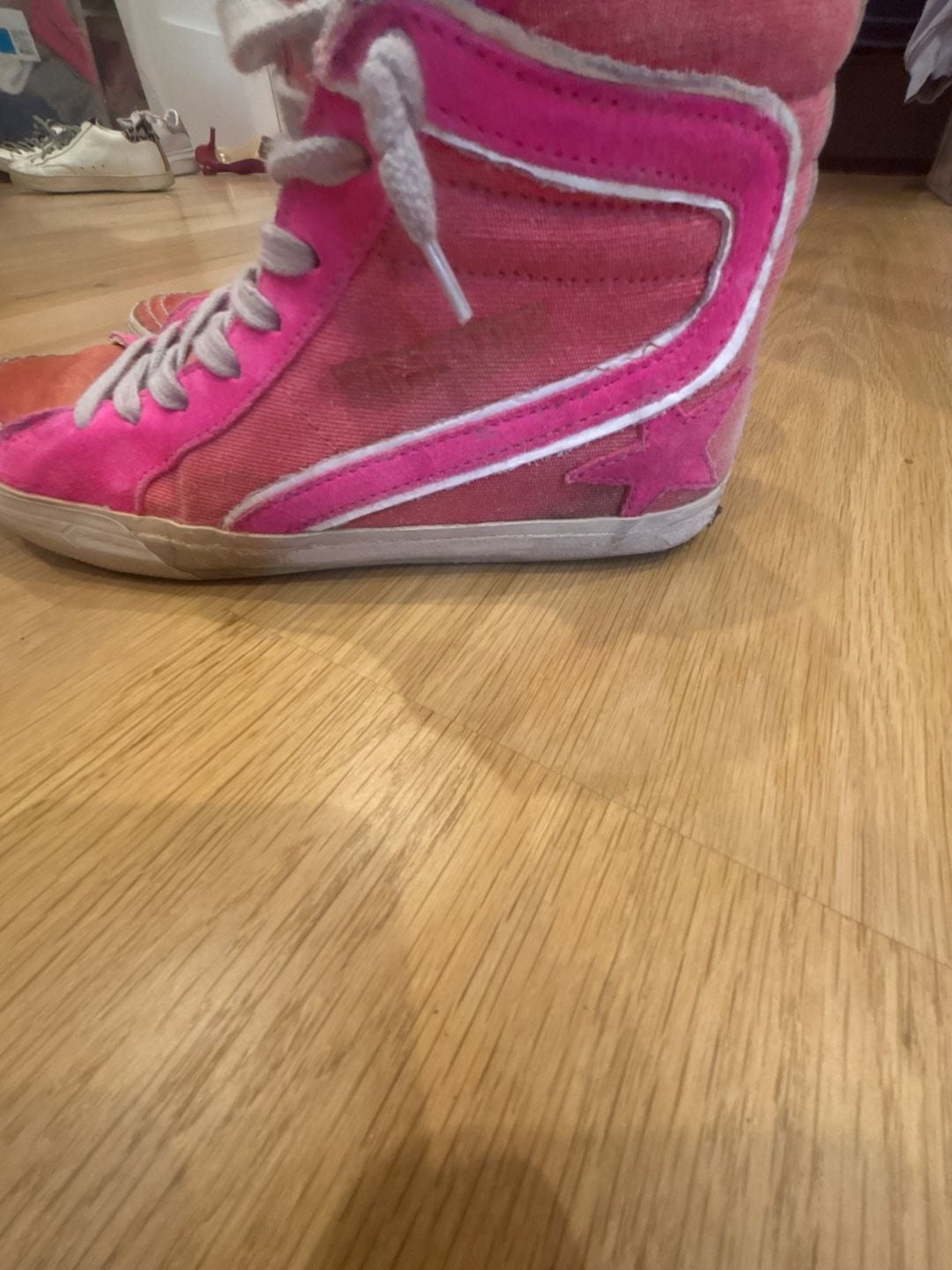 Golden Goose Slide High Top Sneakers Pink Orange 4