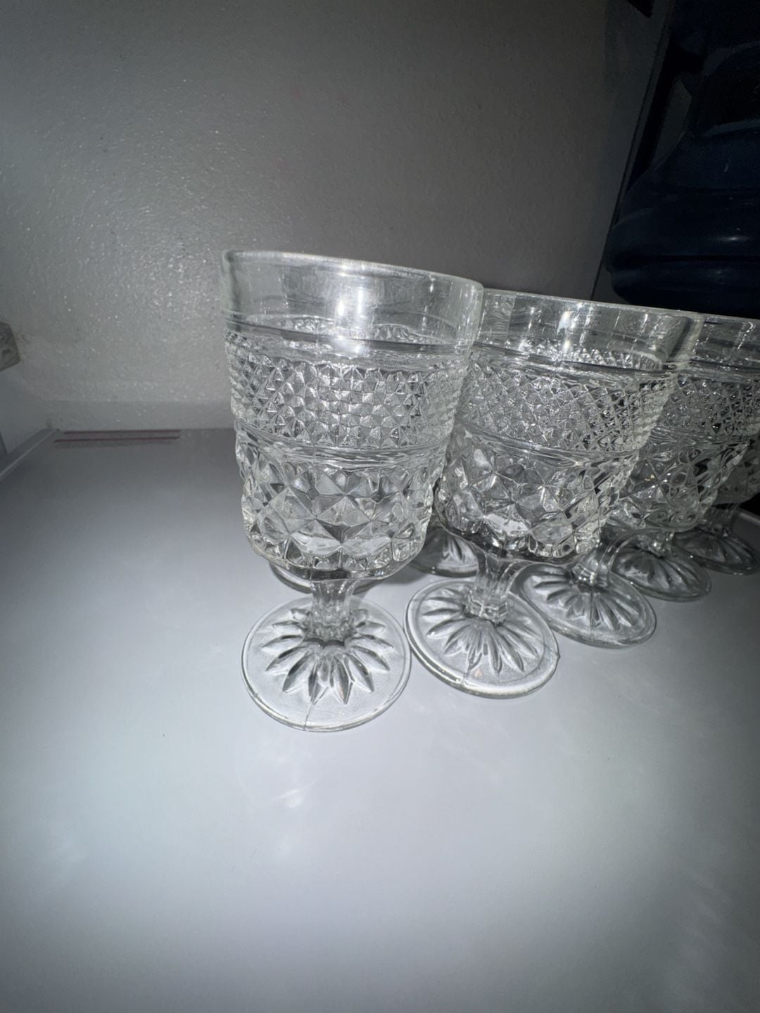 Set of 14 Vintage Indiana Glass Whitehall Clear Diamond Point Goblets 3