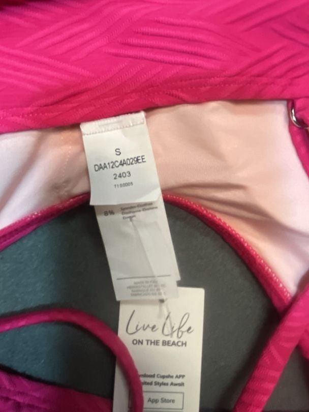 Cupshe Pink Textured High-Waisted Bikini Set Size S 5