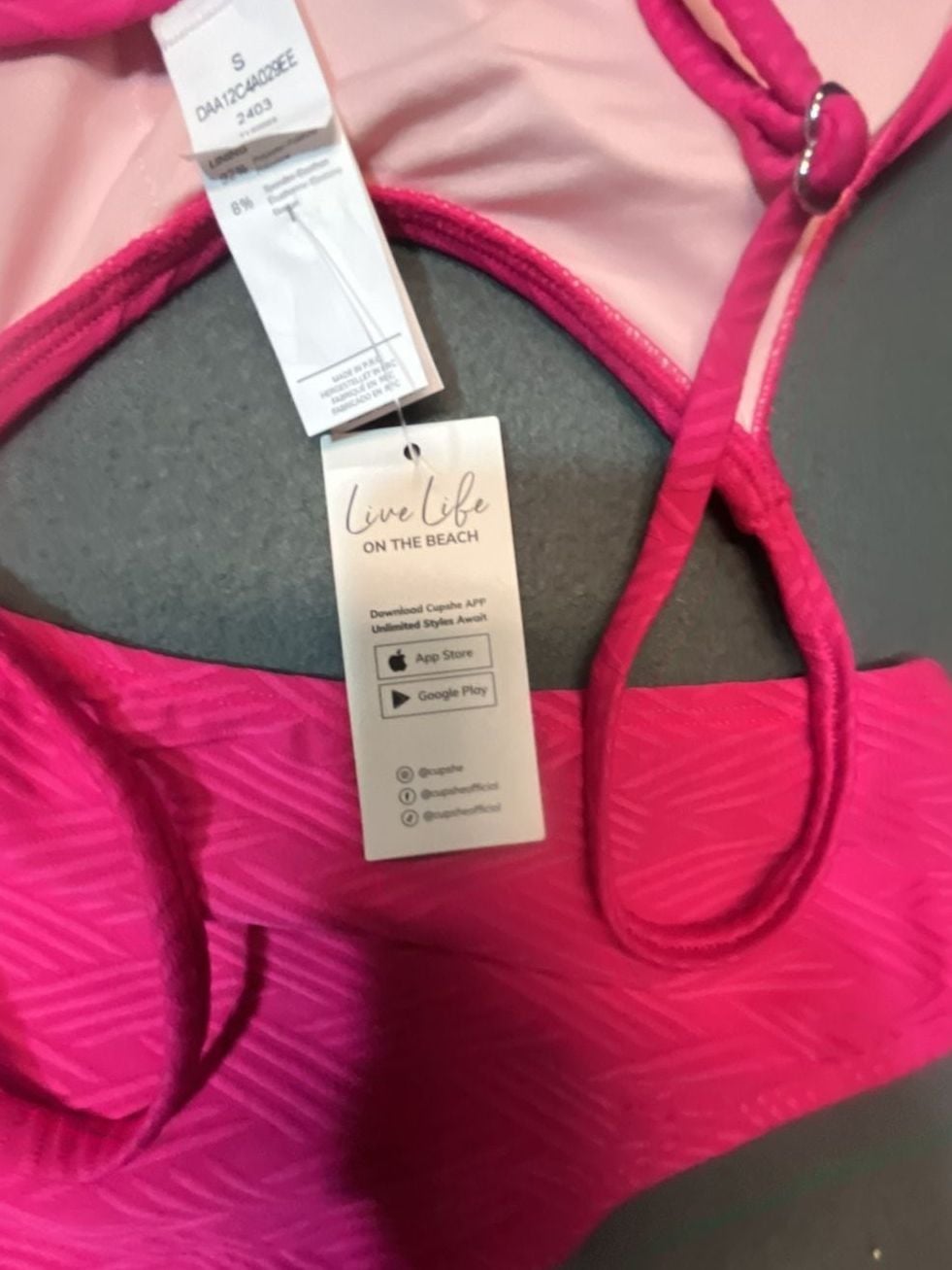 Cupshe Pink Textured High-Waisted Bikini Set Size S 6