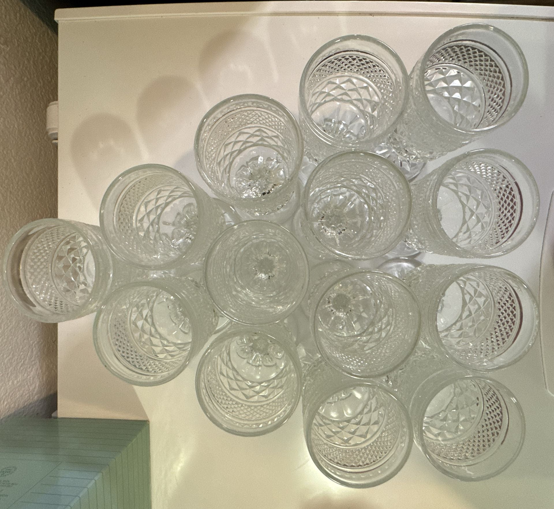 Set of 14 Vintage Indiana Glass Whitehall Clear Diamond Point Goblets 5