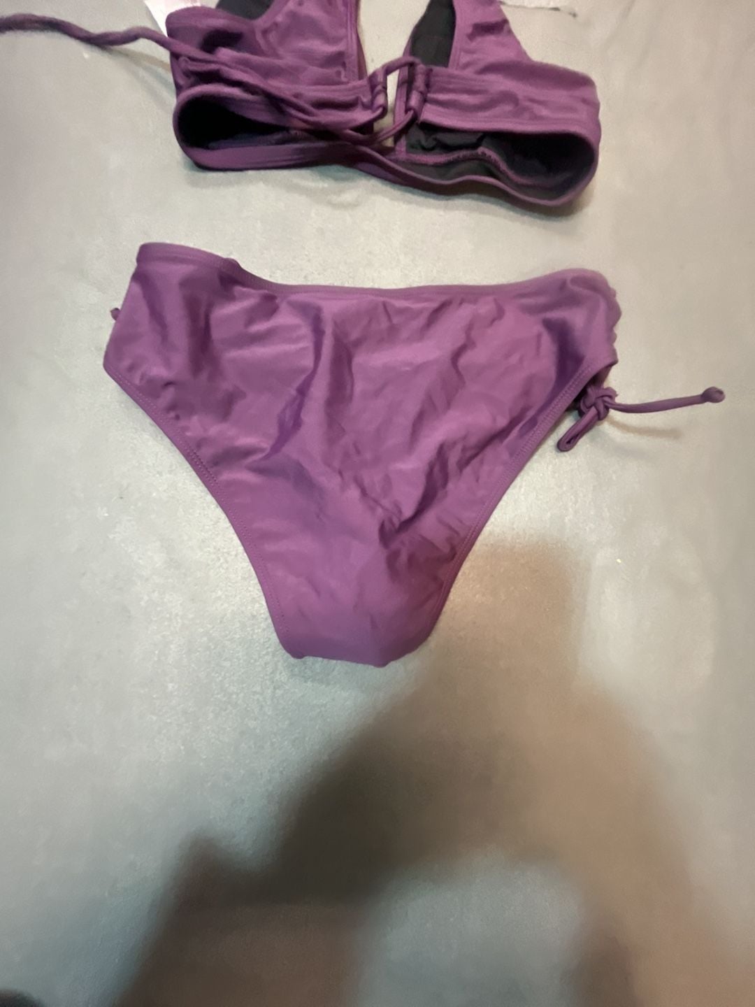 CUPSHE Purple High-Waisted Lace-Up Bikini Set 7
