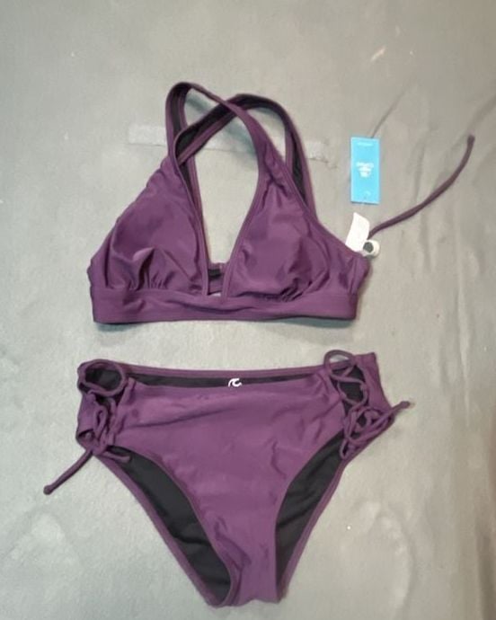 CUPSHE Purple High-Waisted Lace-Up Bikini Set 2
