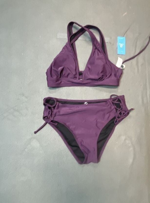 CUPSHE Purple High-Waisted Lace-Up Bikini Set 3