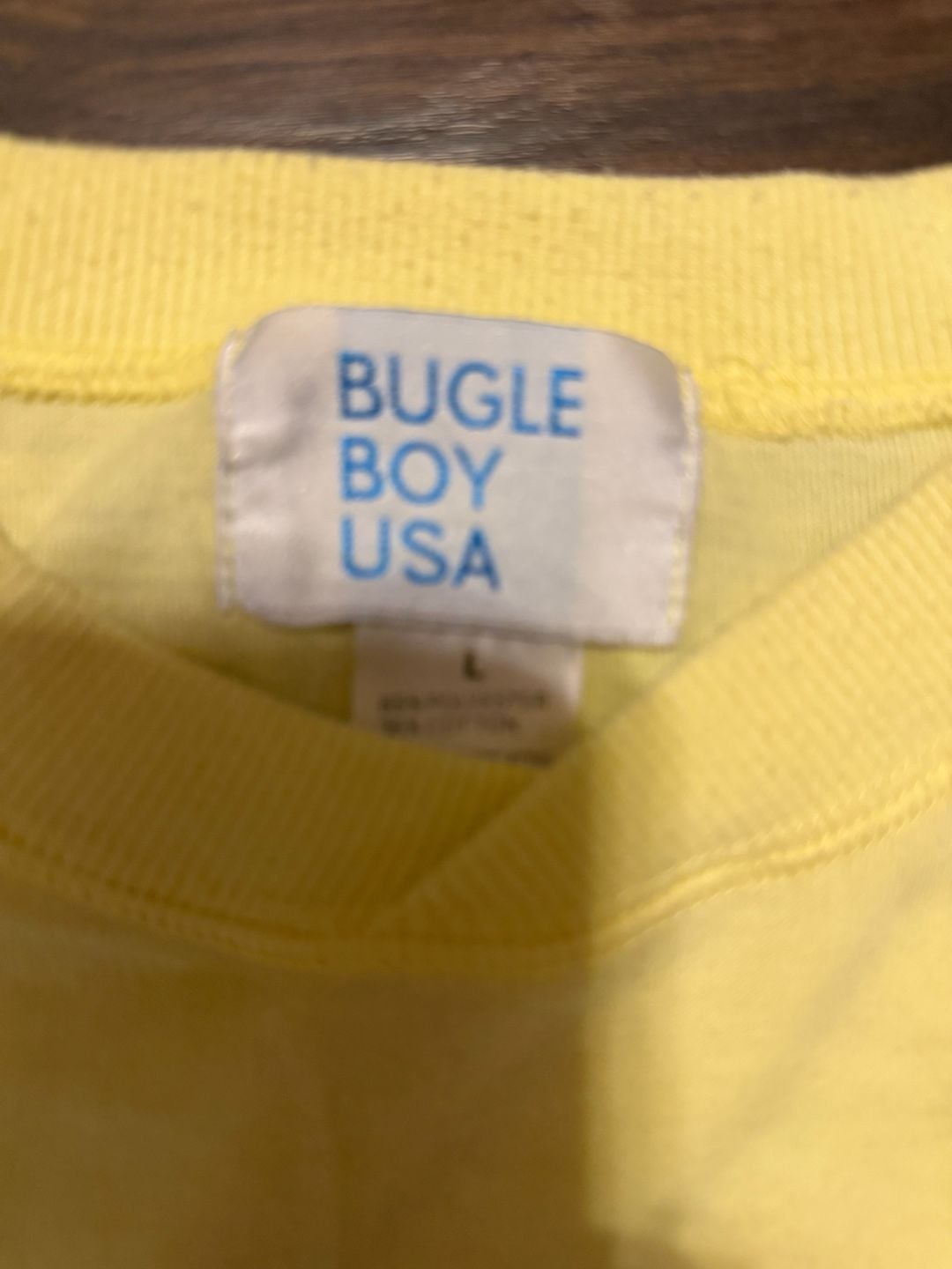 Vintage 80s Bugle Boy USA Graphic T-Shirt Yellow Size Large 4