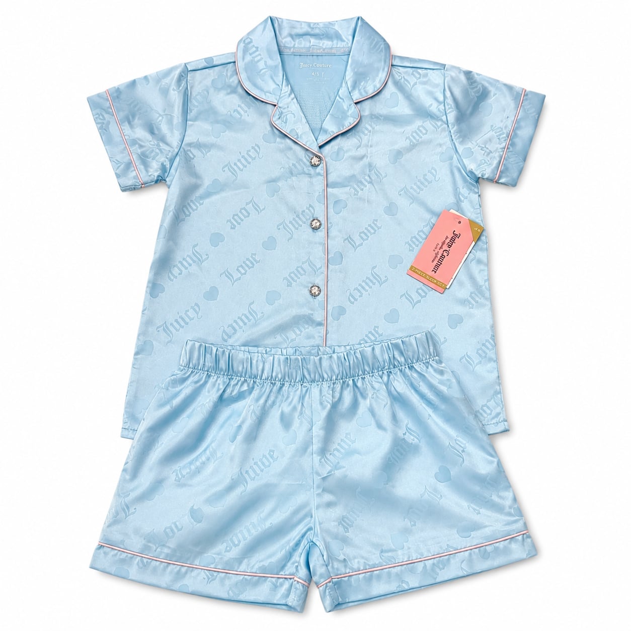 Juicy Couture Girls 2-Piece Satin Pajama Set Size 4/5 1