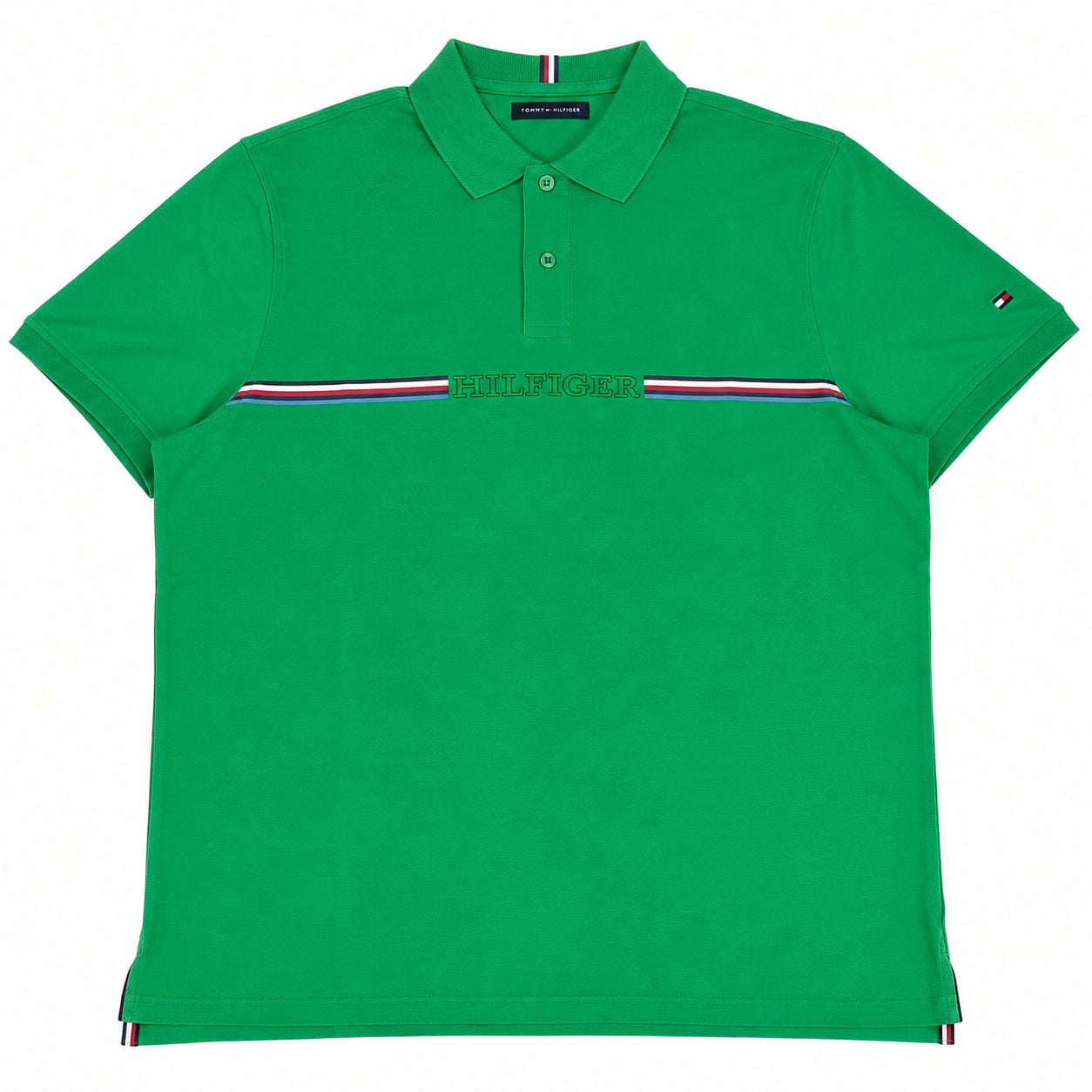 Tommy Hilfiger Men's Green Striped Logo Polo Shirt Size XXL 7