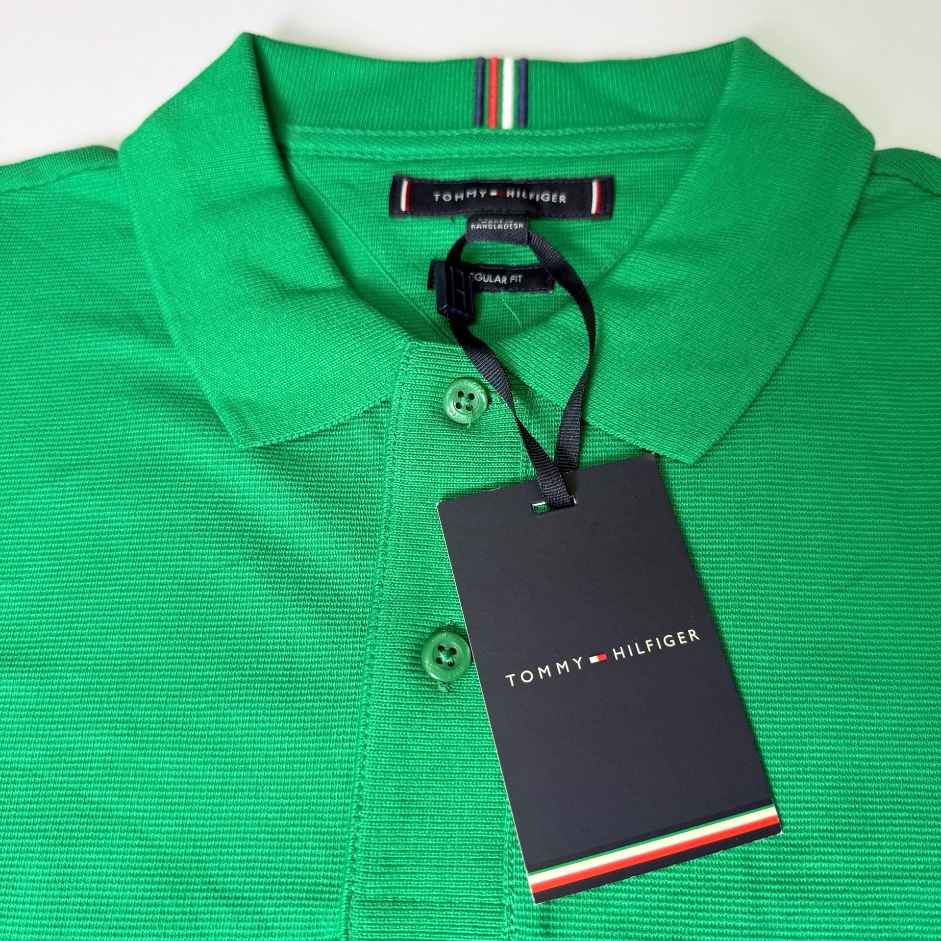 Tommy Hilfiger Men's Green Striped Logo Polo Shirt Size XXL 9