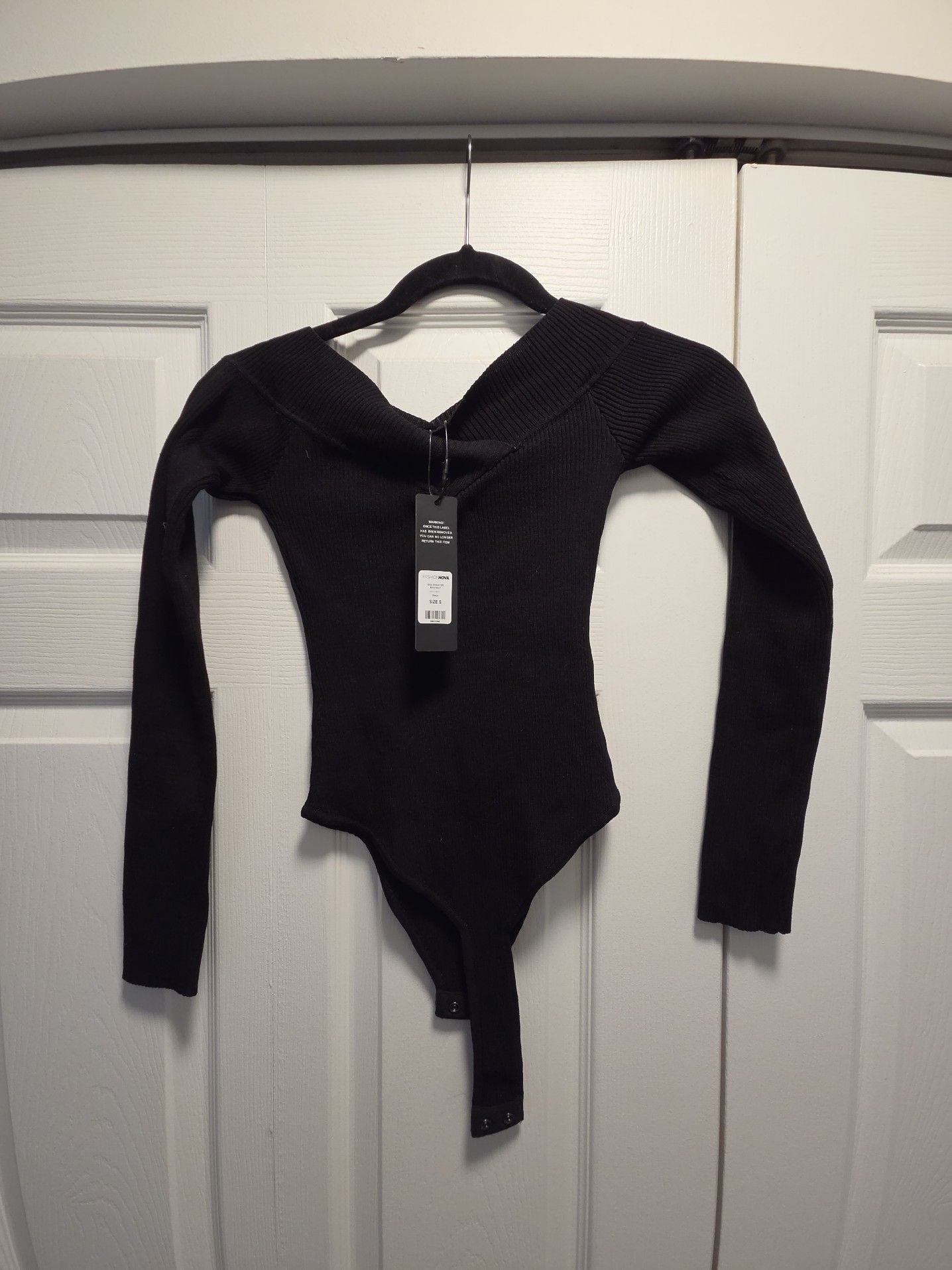 Fashion Nova Sam Sweater Bodysuit Black Size S 3
