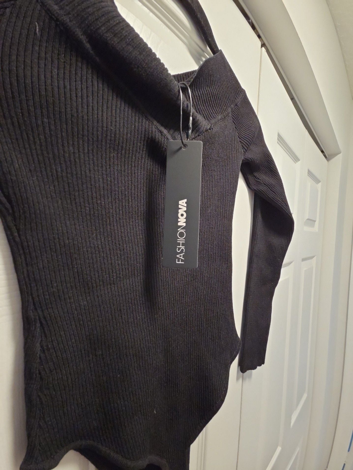 Fashion Nova Sam Sweater Bodysuit Black Size S 5