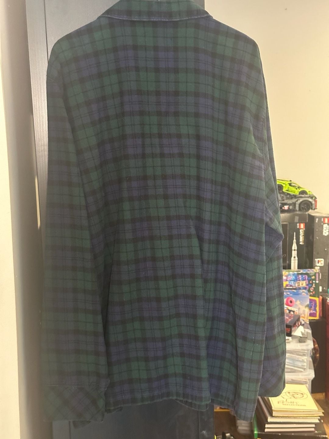 Pendleton Men's XL Green and Navy Plaid Long Sleeve Cotton Flannel Pajama Shirt 3