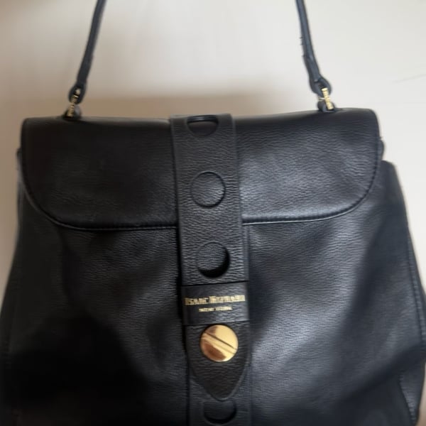 Isaac Mizrahi New York Black Pebbled Leather Shoulder Bag