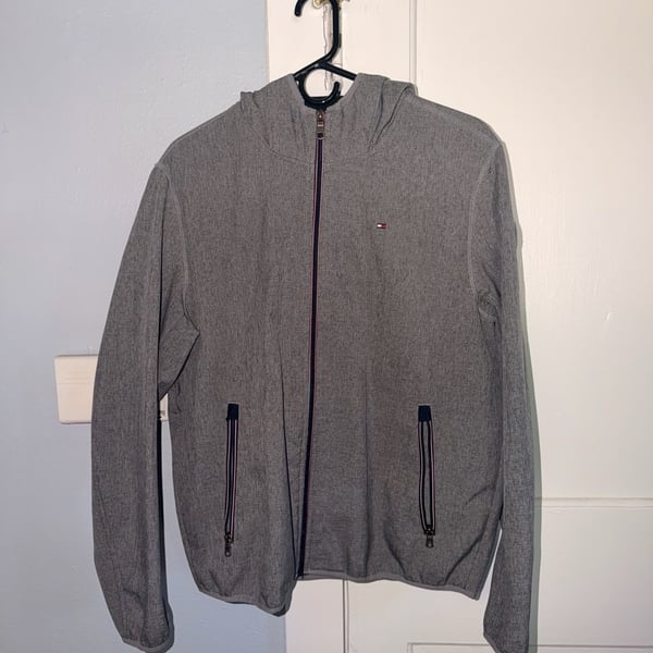 Tommy Hilfiger Men's Gray Heathered Softshell Hooded Jacket