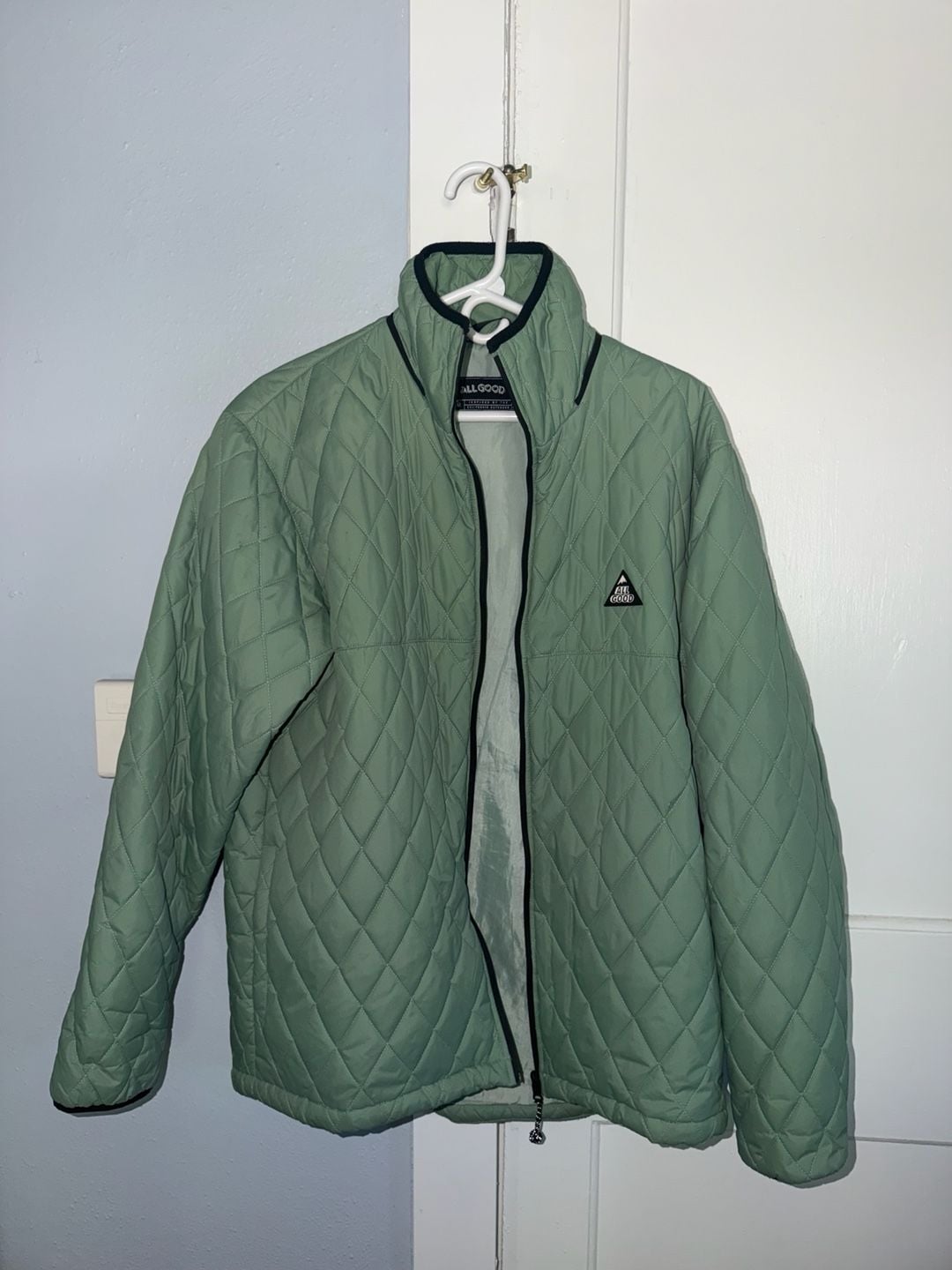 All Good Quilted Full Zip Jacket Sage Green 2