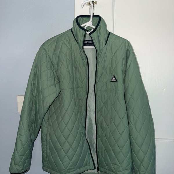 All Good Quilted Full Zip Jacket Sage Green