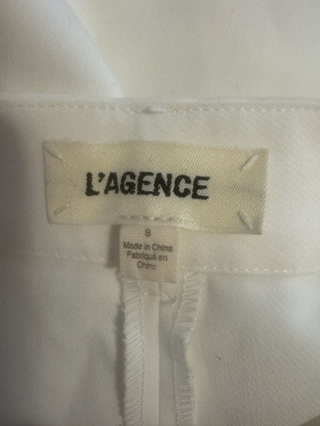 L'AGENCE White Wide Leg Trousers Size 8 5