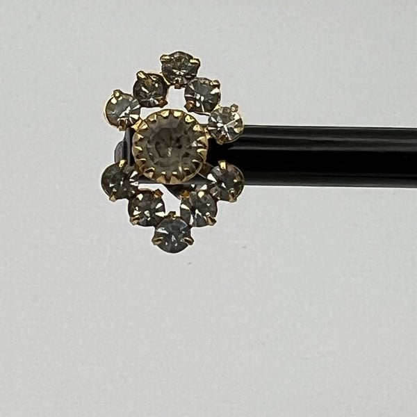 Vintage Gold Tone Rhinestone Cluster Stud Earrings