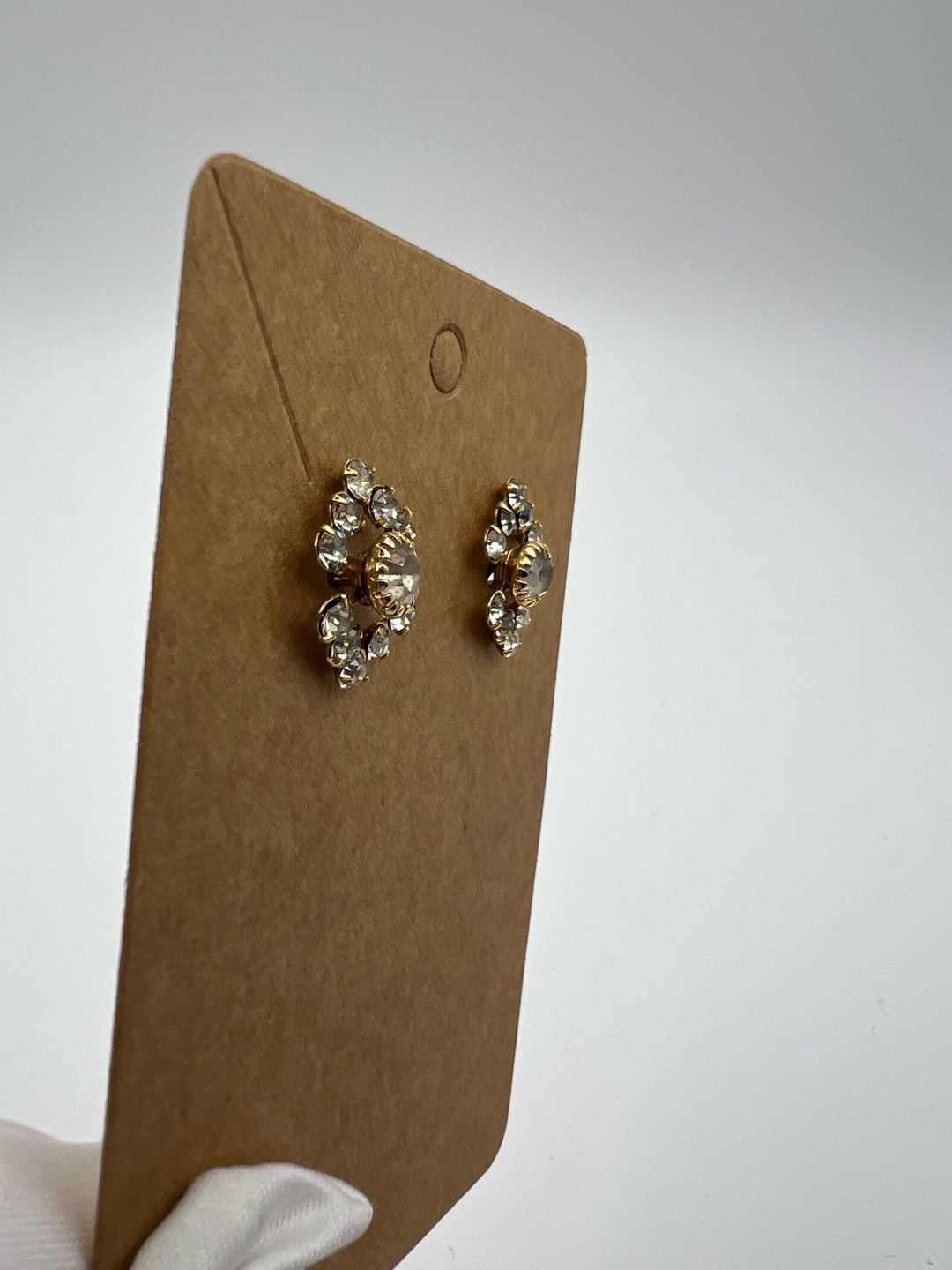 Vintage Gold Tone Rhinestone Cluster Stud Earrings 10