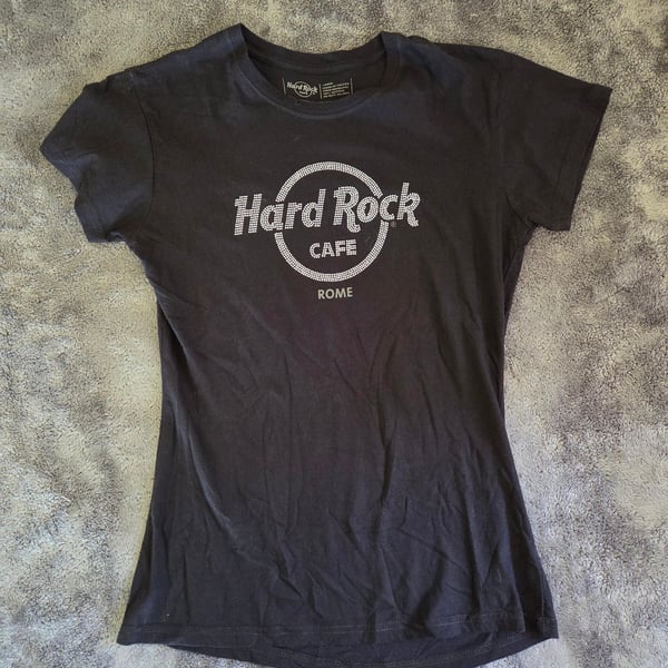 Hard Rock Cafe Rome Rhinestone Logo T-Shirt Black Size Large
Punk 
Y2k
Grunge
