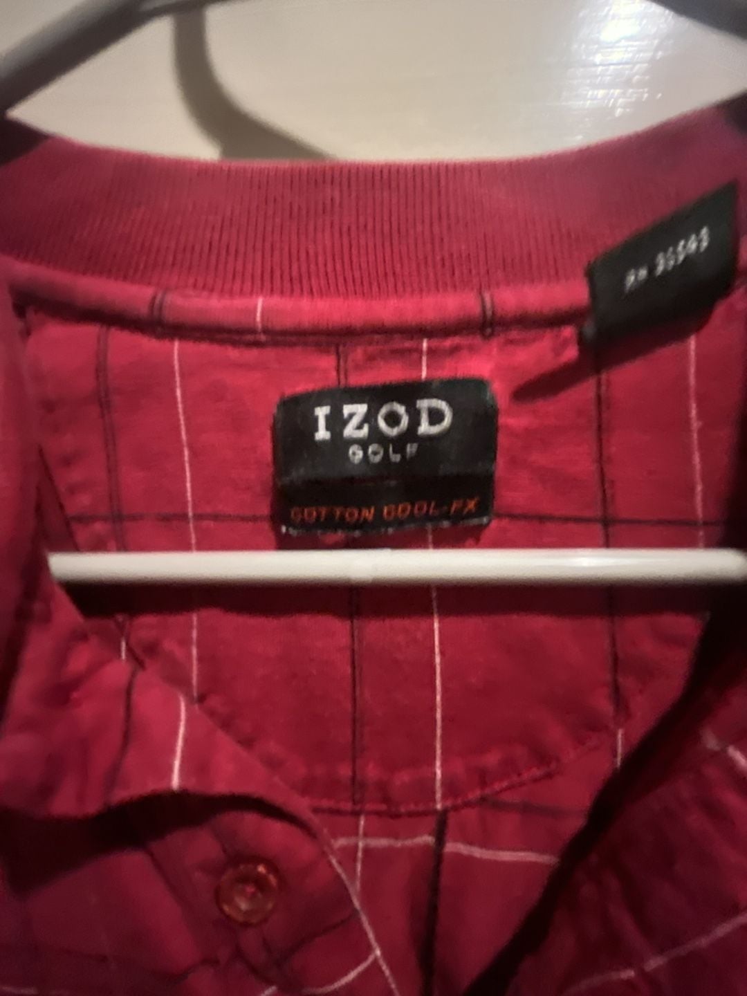 IZOD Golf Cotton Cool-FX Plaid Polo Shirt Red Size M 4