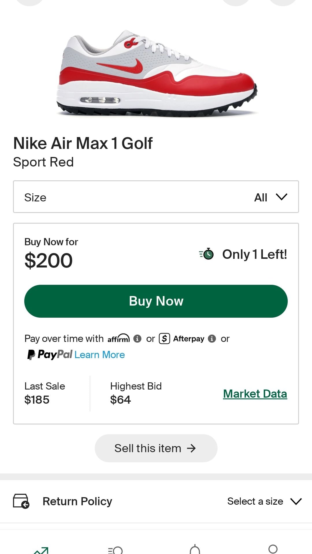 Nike Air Max 1 G golf shoes in the "University Red" colorway 7