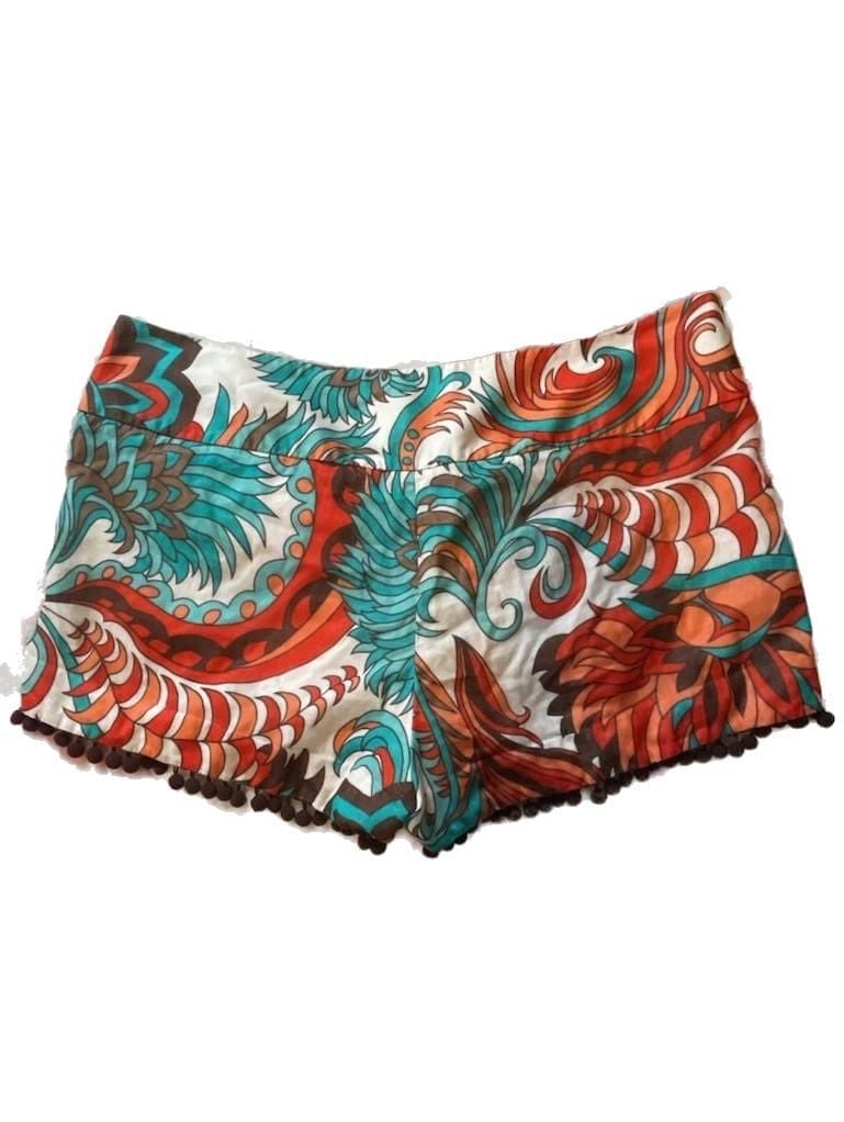 Indie Boho Floral Print Festival Vacation Pom Pom Trim Designer Shorts 4