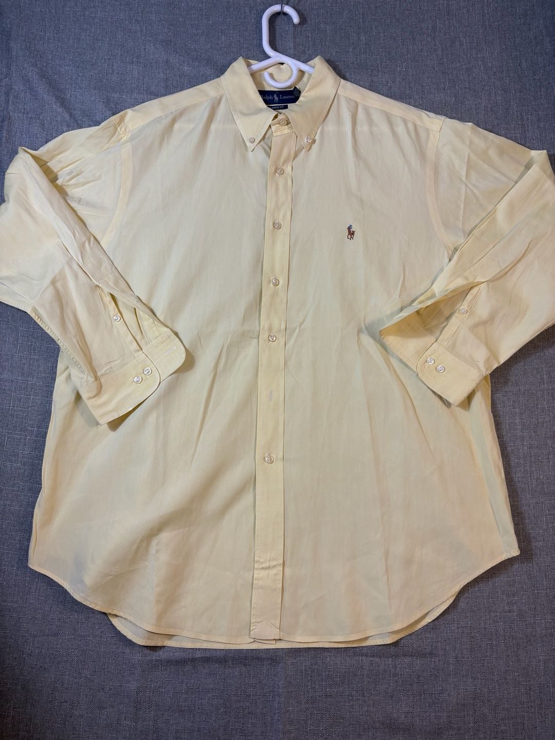 Ralph Lauren Classic Fit Button Down Shirt Yellow 17 1/2 32/33 2